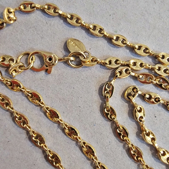 #Vintage #90s #MONET Gold Tone Oval Link Chain Necklace 34" Long Signed Classic - Picture 2 of 6